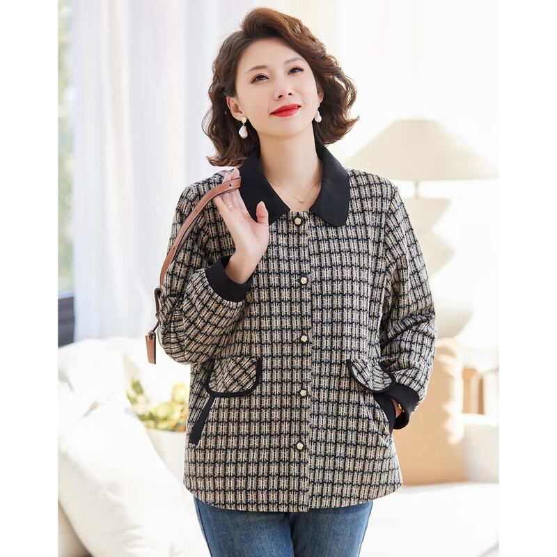 Past Mid-Aged Women's Plaid Lapel Jacket