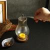 Glass Candle Holder Candle Heating Holder with Wooden Base Aromatherapy Incense Burner for Yoga SPA Aromatherapy