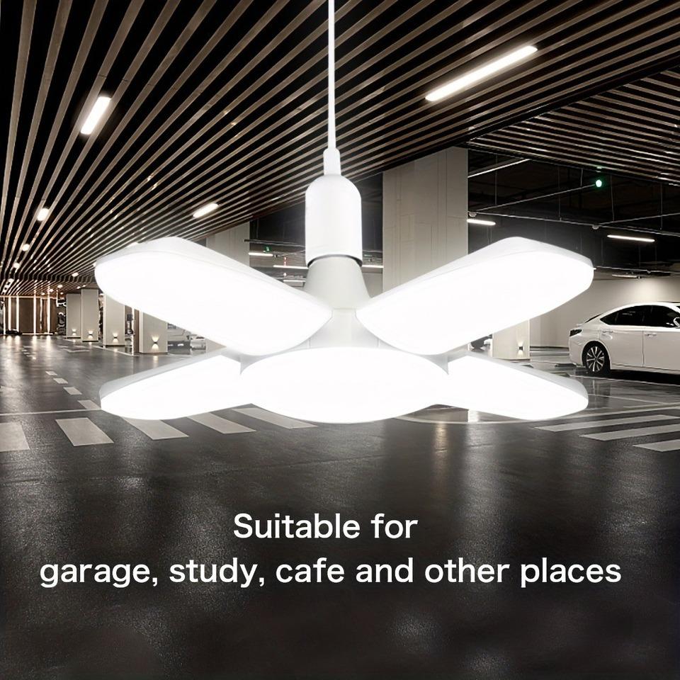 E27 LED Bulb 85-265V AC,Foldable Fan Shape Design for Ceiling Lights,Garage Warehouse Lighting,3000K/6500K Daylight White,Energy