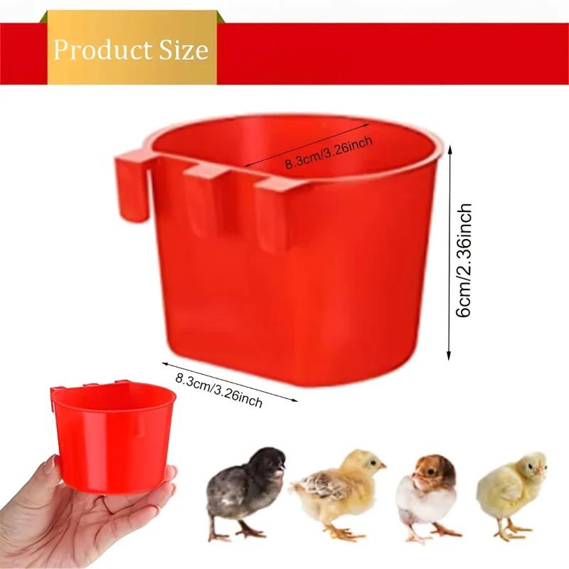 12pcs Feeder Cage Cups Hanging Chicken Water Cups Bowl with Hooks Rabbit Food Plastic Feeding Watering Supplies Pigeon Poultry