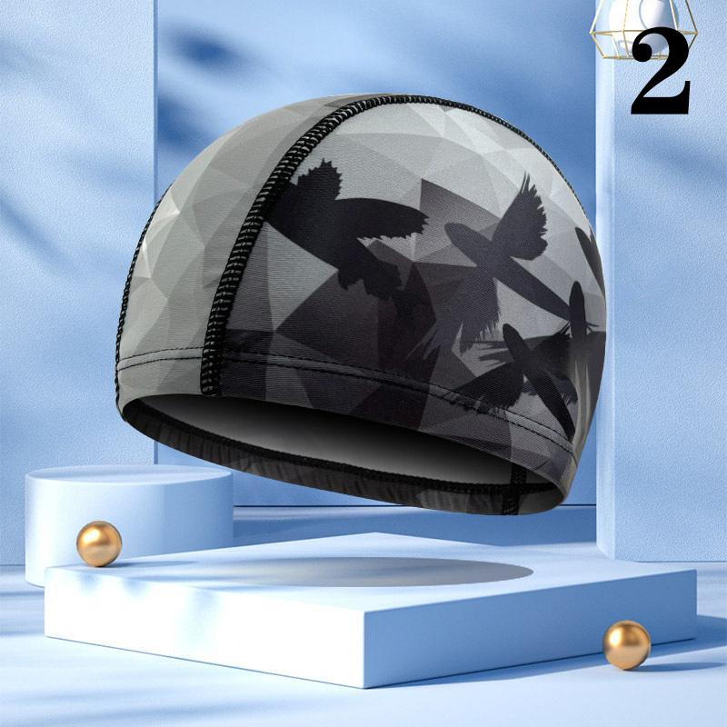 

Тканинна шапочка для плавання з малюнком Сітчаста тканина Дихаюча Чоловіки Жінки Швидкосохнуча Шапочка для плавання Пляжні аксесуари для басейну B08-2