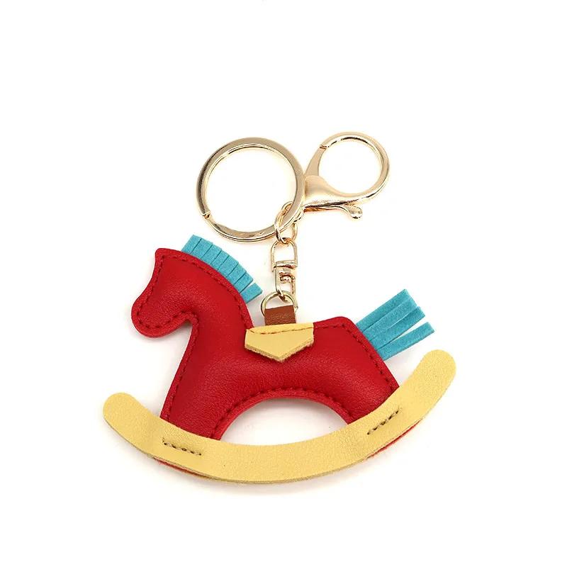 Women's Bag Charm Decoration Bag Pendant Cartoon Rocking Wooden Horse Women's Leather  Bag Charm Key Chain Cute Bag Accessories Gifts