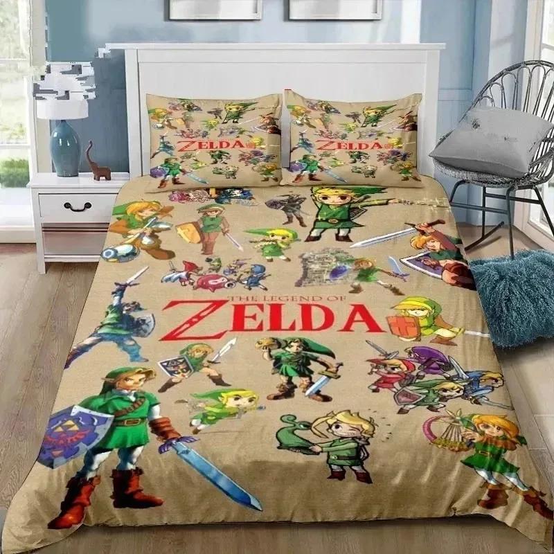 3D Cartoon Zeldas Series Bedding Set Duvet Cover Bed Set Quilt Cover Pillowcase Comforter King Queen Size Boys Adult Bedding Set