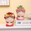 Charming Girl & Fruit Harvest Mini Planter, Cute Decorative Flower Pot for Succulents & Small Indoor Plants for Desk Decor
