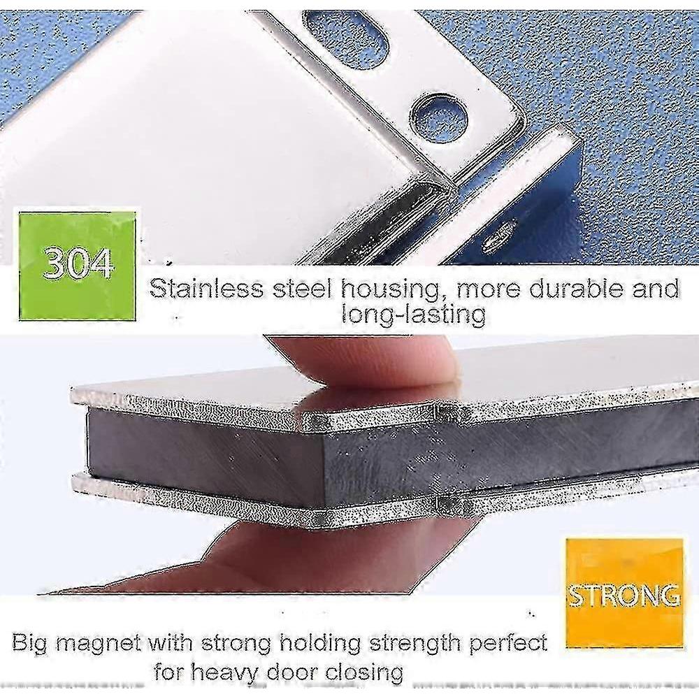 28kg Strong Magnetic Closet Door Magnet 2 Pieces Stainless Steel Magnetic Closet Door Catches For Furniture Strong Powerful Magnet For Drawers, Shower