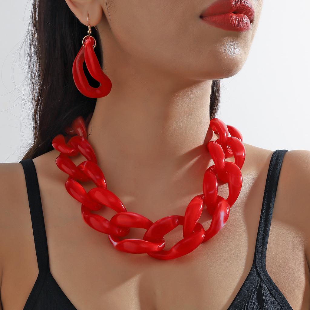 Prehnaná akrylová retiazková náušnica náhrdelník pre ženy Boho Rock šperky Darčeky