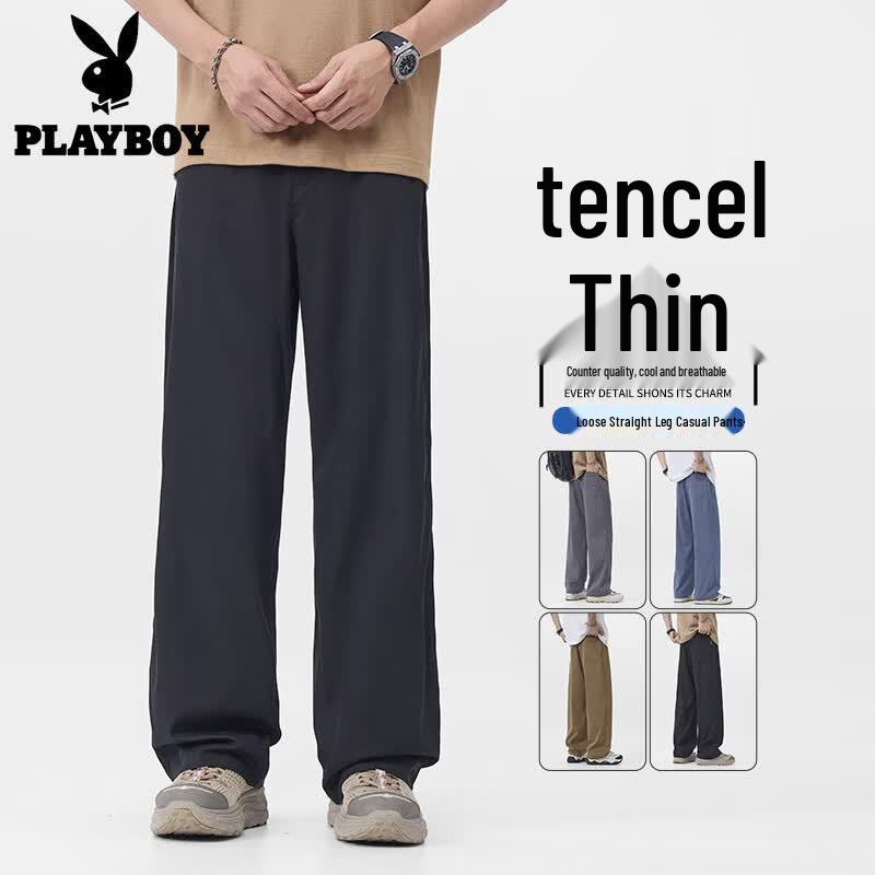 PLAYBOY Men s Tencel Blend Loose Straight Casual Pants 5XL