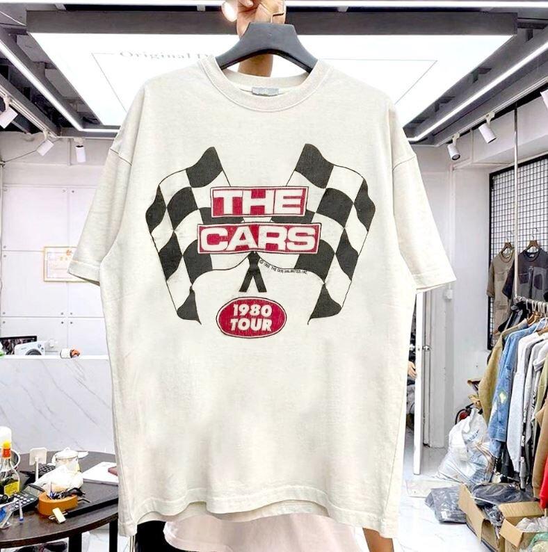 The Cars band 1980 US Tour Basic Style White  Reprint tee Unisex T-Shirt L
