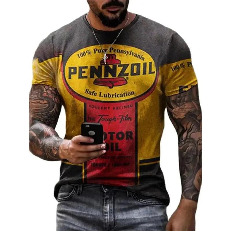 Men's T-Shirt 3D Graphics Texaco Car Oil Pullover Fashion Summer Casual Tops Sweatshirt Men's Harajuku T-Shirt Clothing