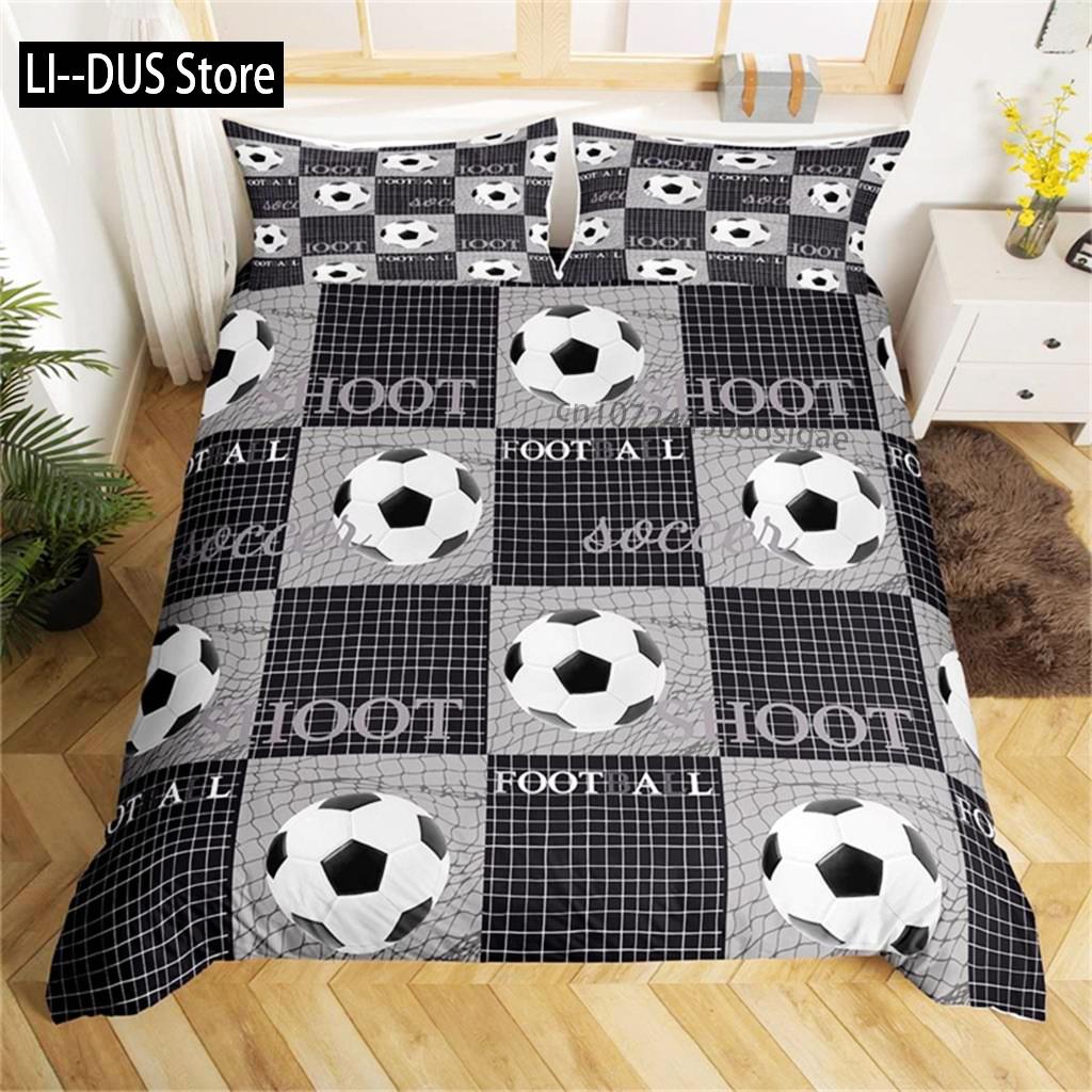 

Bedding Set Microfiber Sport Theme Bedspread Cover Soccer Field Duvet Cover Double Or Single Football Comforter Cover Bedroom 135x200cm