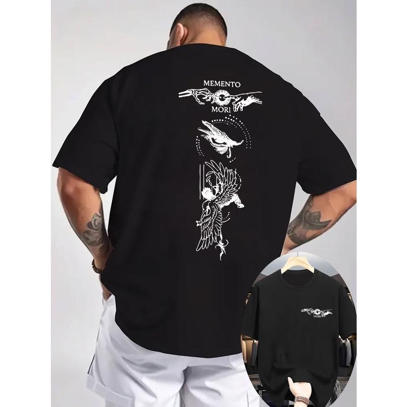 

New Summer MEMENTO Letter Front And Back Double-Sided High-Quality Hot Stamping Print Classic Trendy Men S Casual Fashion Short-Sleeved S чёрный