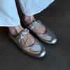 Sheepskin Version~ Silver Versatile Round Head Flat Shoes Women's Pleated One-word with Light Mouth Leather Casual Mary Jane Single Shoes