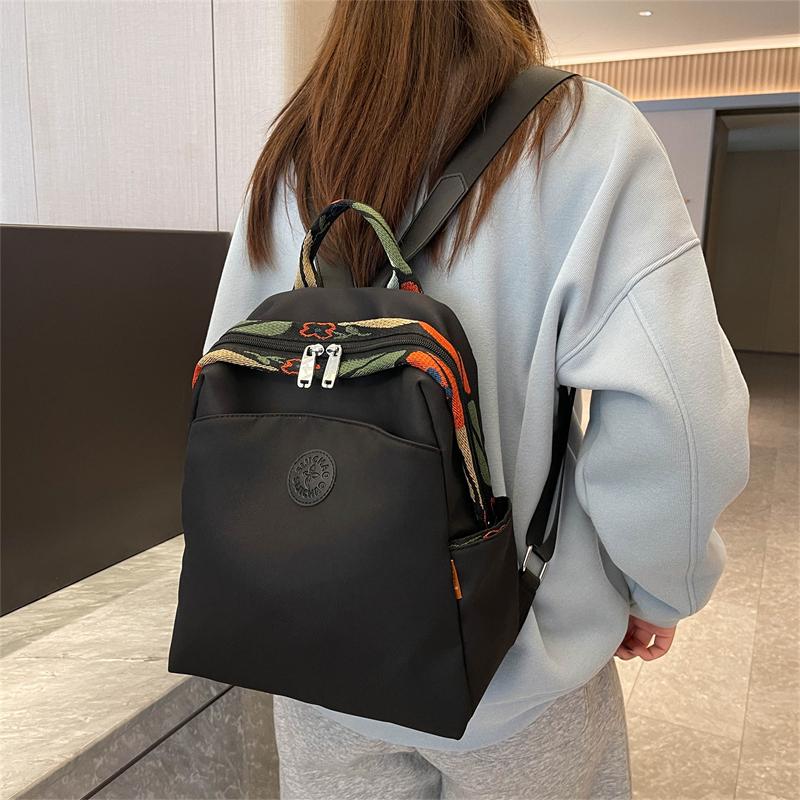 Casual Travel Backpack Lightweight Student Bookbag Urban Minimalist Canvas Bag with Zipper Waterproof Leisure Outdoor Bag