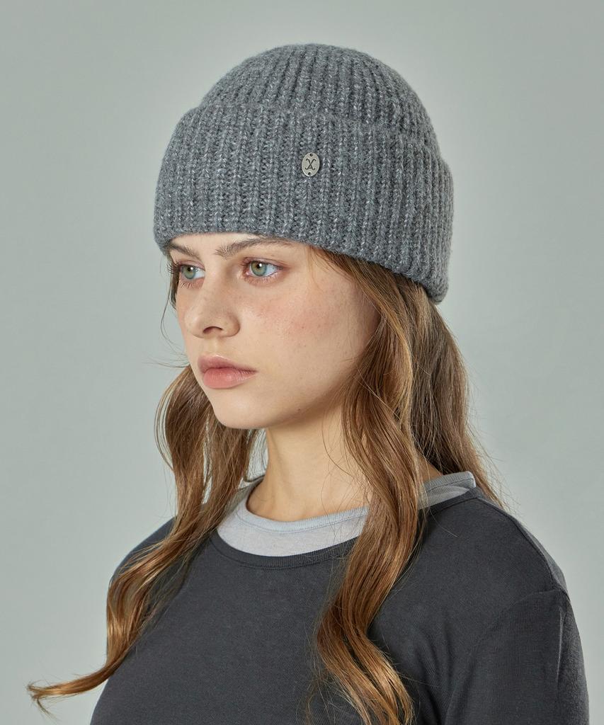 Bajal Va Curved Oval Metal Washed Beanie Grey
