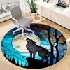 1pc Moon Wolf Office Round Area Rug, Under Office Chairs Bedroom Living Room Home Decor, Room Deco, Available in Various Sizes