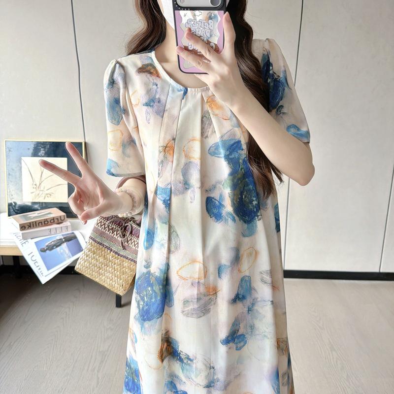 2026 Summer Maternity Plus Size French Loose Resort Style Sweet Slimming Dress XL