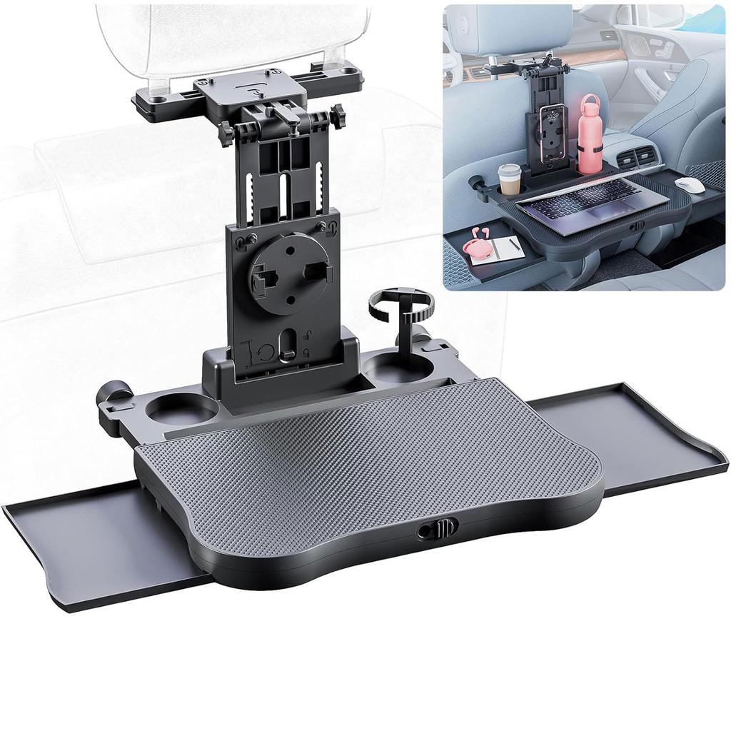 ChicCarry Car Folding Seatback Table for Back Headrest Car Camping Car Convenient Car Includes Rotating Phone Holder and Drink Japanese Instruction