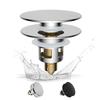 AIMOONSA Universal Pop-Up Sink Stopper 25–46 Mm Chrome-Plated Brass/Zinc Alloy with Hair Catcher