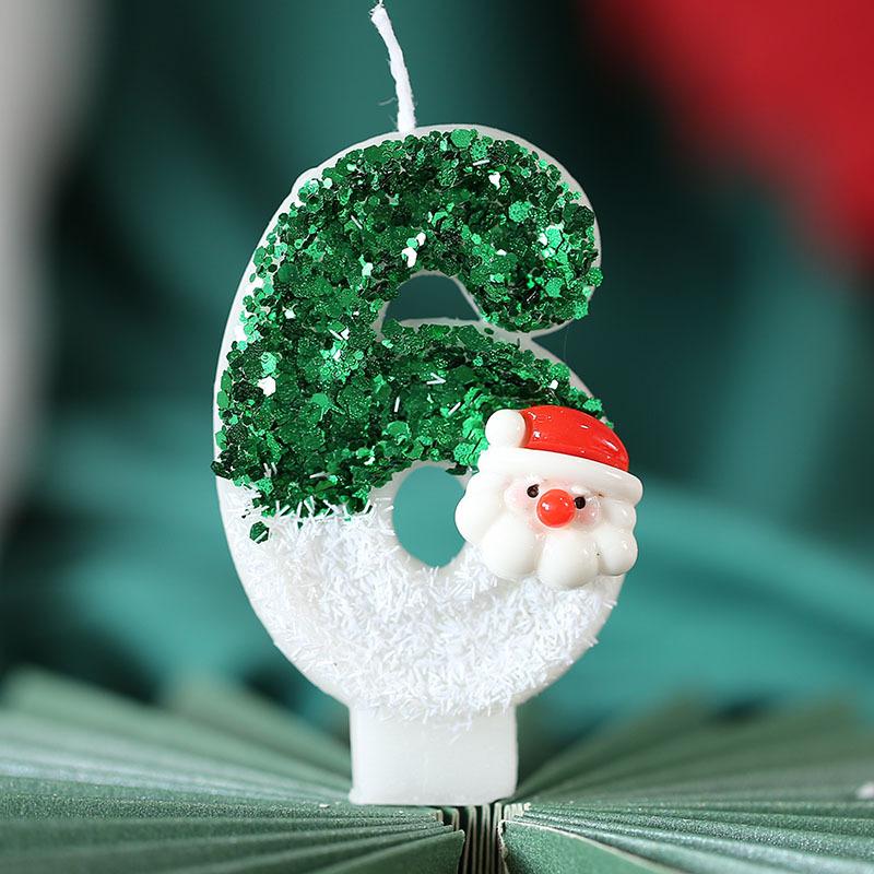 Christmas Happy Birthday Candles for Cake Decorating Supplies Unscented Number Candles Cake Topper Decorations