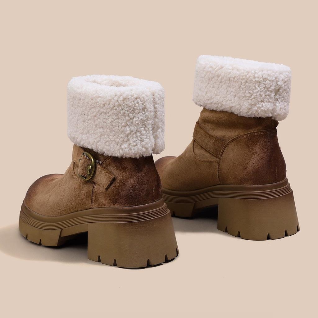 Thick-soled non-slip Martin boots women's 2025 new winter Korean version thin thermal cotton shoes women's fashion snow boots