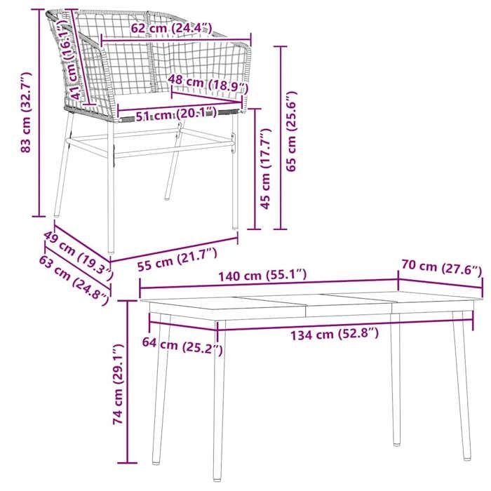 VidaXL Ensemble à manger de jardin et coussins 5 pcs noir rotin verre 3334501
