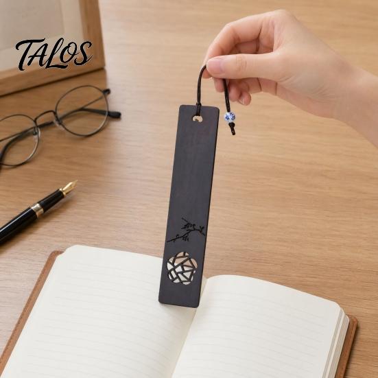 Talos Spring Window Cutout Bookmark, Rosewood Redwood Page Marker, Hollow Carved Wood Bookmark for Readers, Literary Gift