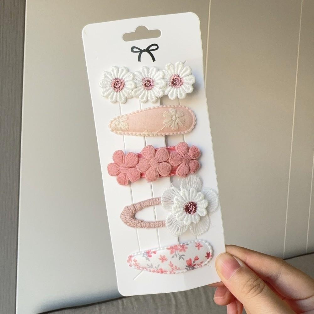 

5 Pcs/set Sweet Floral Hair Accessories Fabric Hairpin Ornaments Printed Hair Clips Set Girls Style B