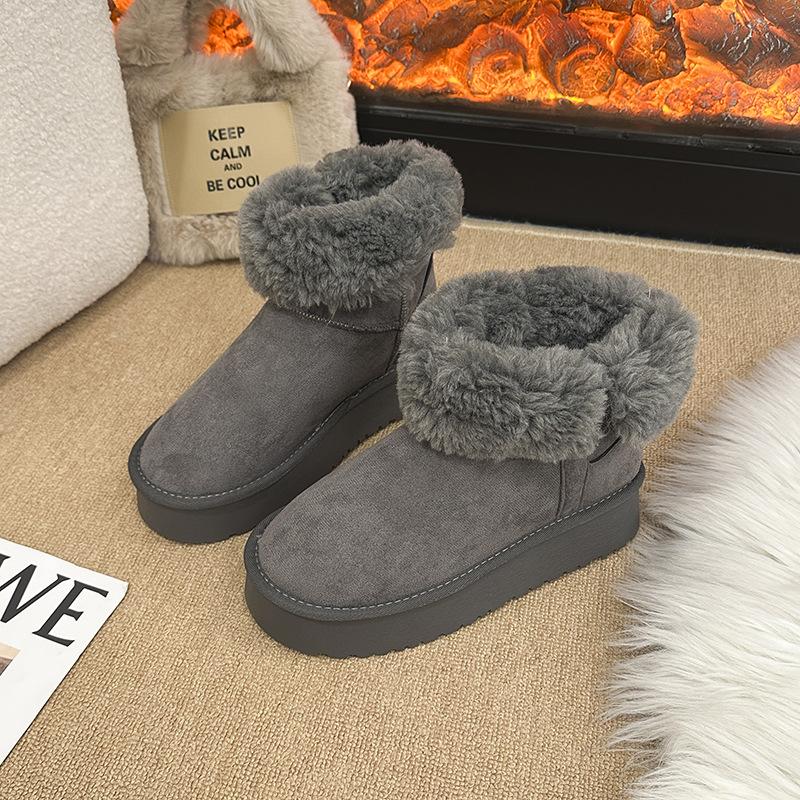 

Women s lightweight thick-soled winter warm snow boots padded lining non-slip shock absorption wear casual sports cotton boots 35