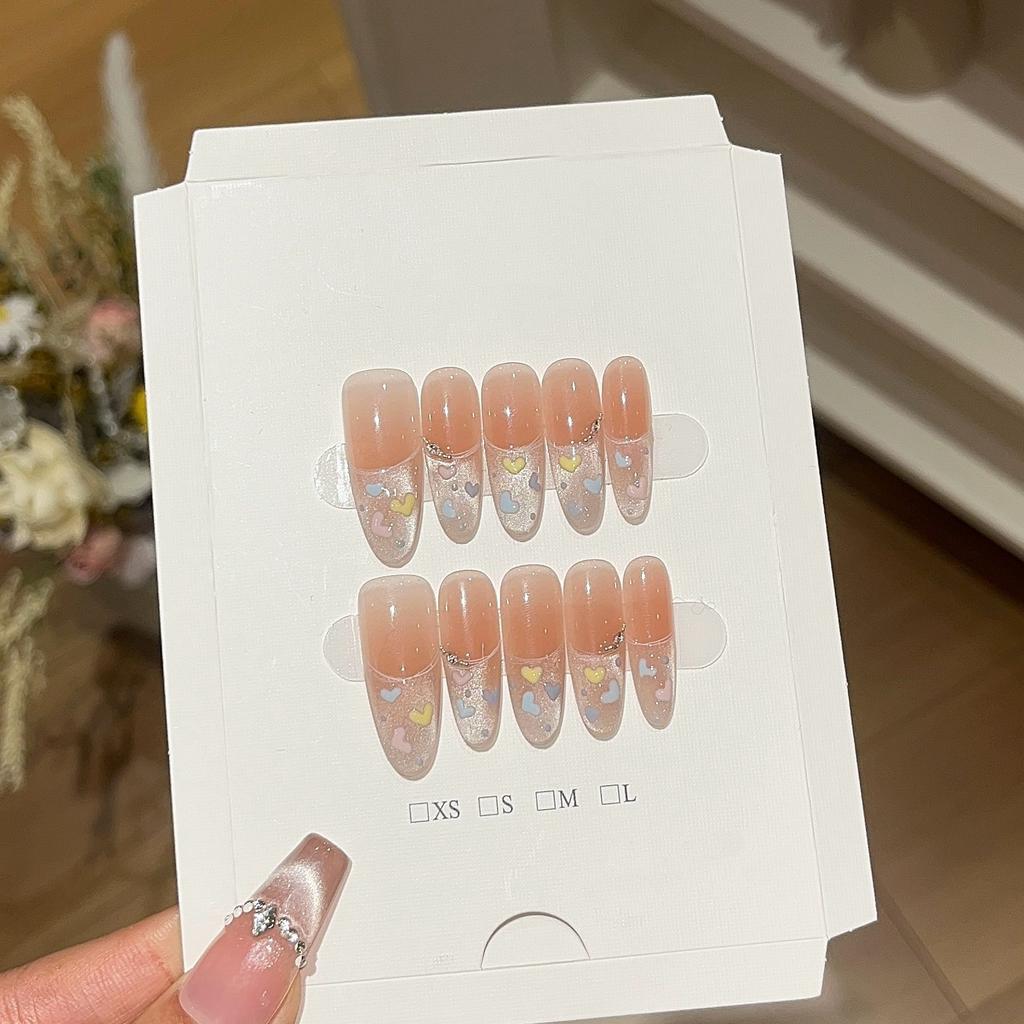 Sweet Peach Love Whitening Blush Spring and Summer Dopamine French Cat Eye Hand-painted Love Wear Armor