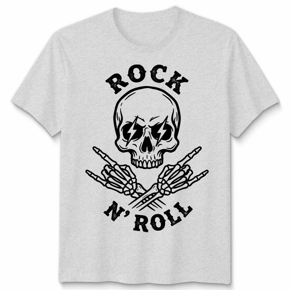 Rock N Roll Unisex T Shirt Skull Alternative Monochrome Graphic Tee