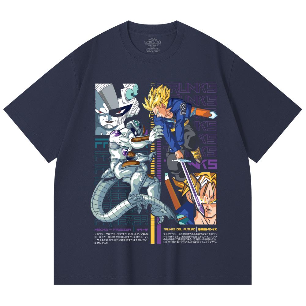230 Gsm 100% Cotton Dragon Ball V50 Trunks Freeza Print Unisex Heavy Cotton T Shirt