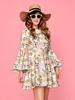 Retro 1970s Hippie Disco Print Women's Dress