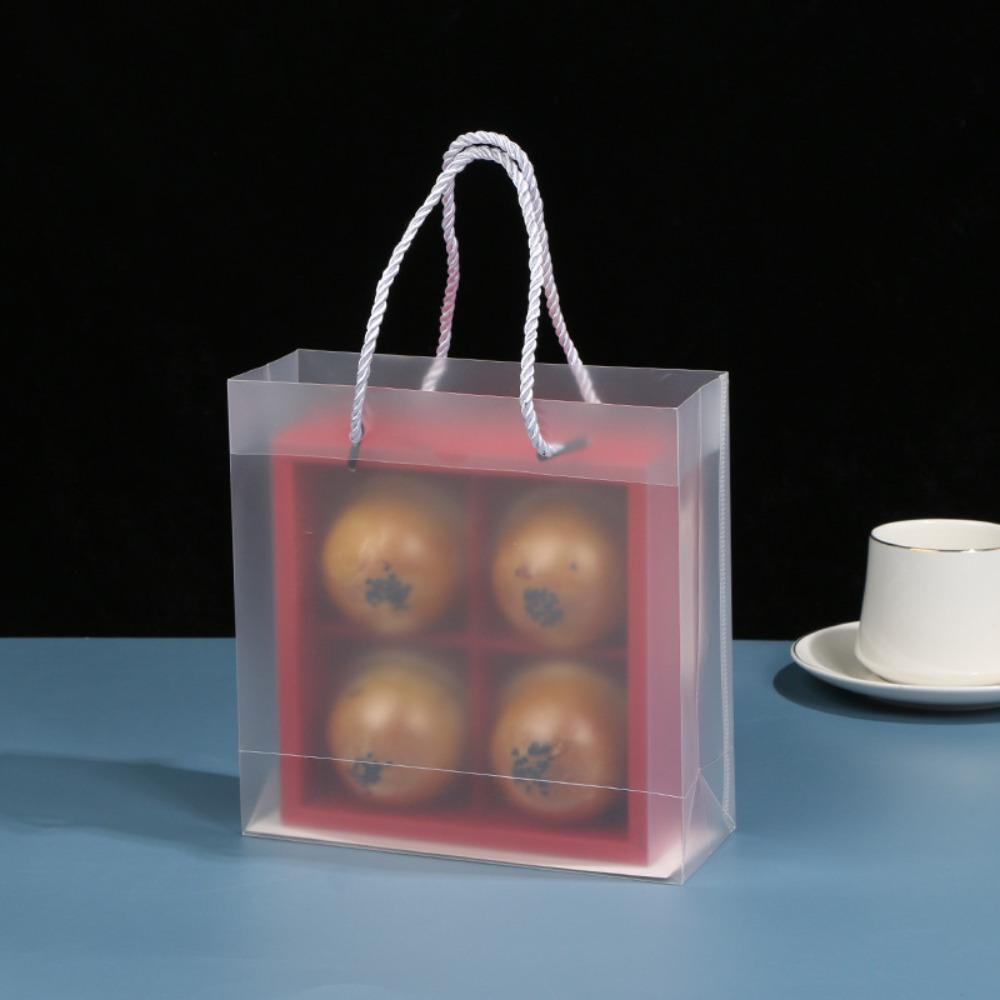 10pcs Frosted Plastic Gift Bags with Rope Handles Gift Bags Shopping Bag for Small Business Gifts Wedding Party Favors Birthdays Treat Wrap Bags