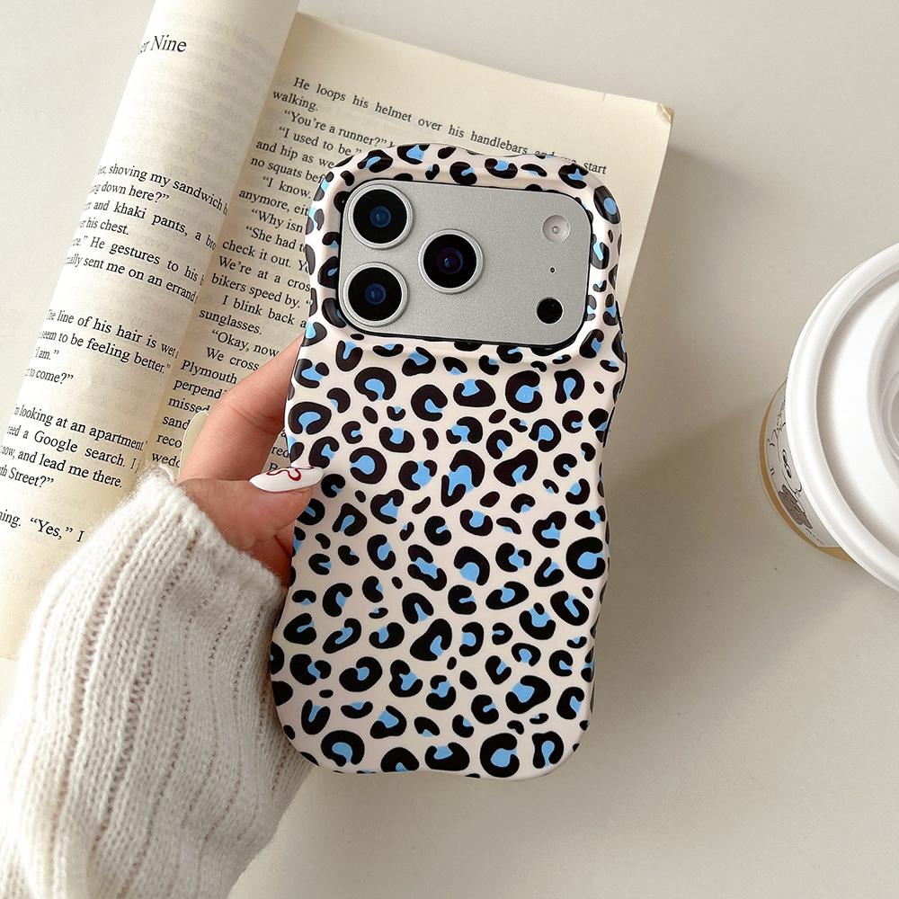 Fashion 2 in 1 Leopard Print Phone Case for iPhone 13 14 15 16 17 Pro Max Wave Edges Comfortable Touch Hard Slim Back Cover