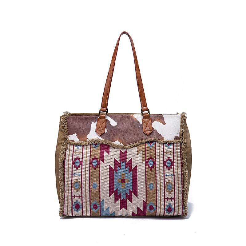

Vintage Bohemian Canvas Cotton and Linen Portable Shoulder Crossbody Computer Weekend Women s Big Bag