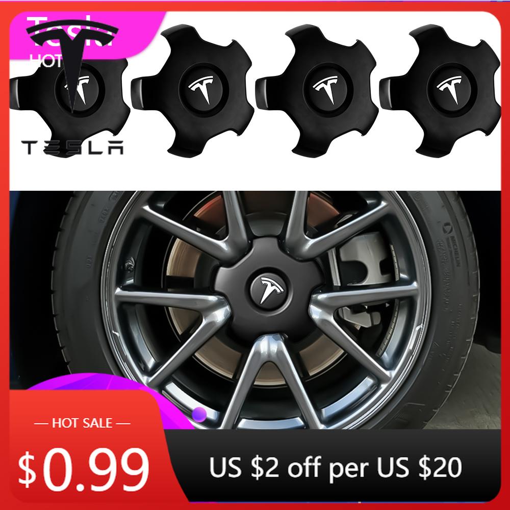 Car Sticker 2025 New Tesla 4pcs Wheel Center Caps Hub Cover Five Claw Type Hubcap Car Decoration Accessories For Tesla Model 3 M