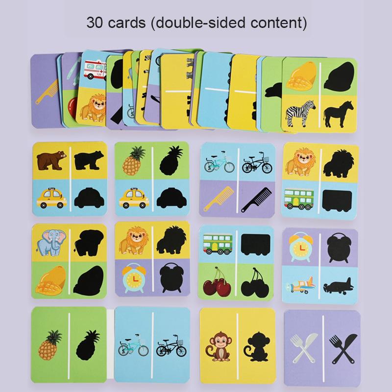 Montessori Iron Box Shadow Matching Board Game Wooden Find Shadow Matched Images Animal Fruit Blocks Puzzles Educational Toys