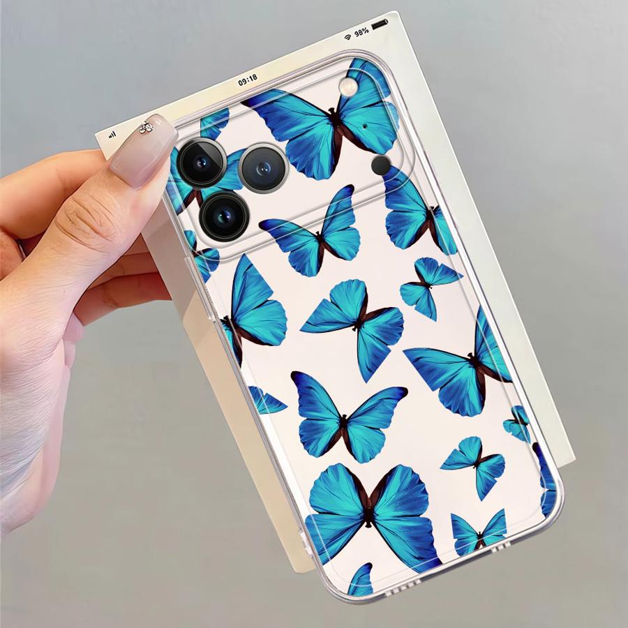 Case for iPhone 17 Pro Max Air XS Max 15 13 Pro 11 17e XR 14 Plus 16 12 Mini Soft Phone Cover Beautiful Butterfly