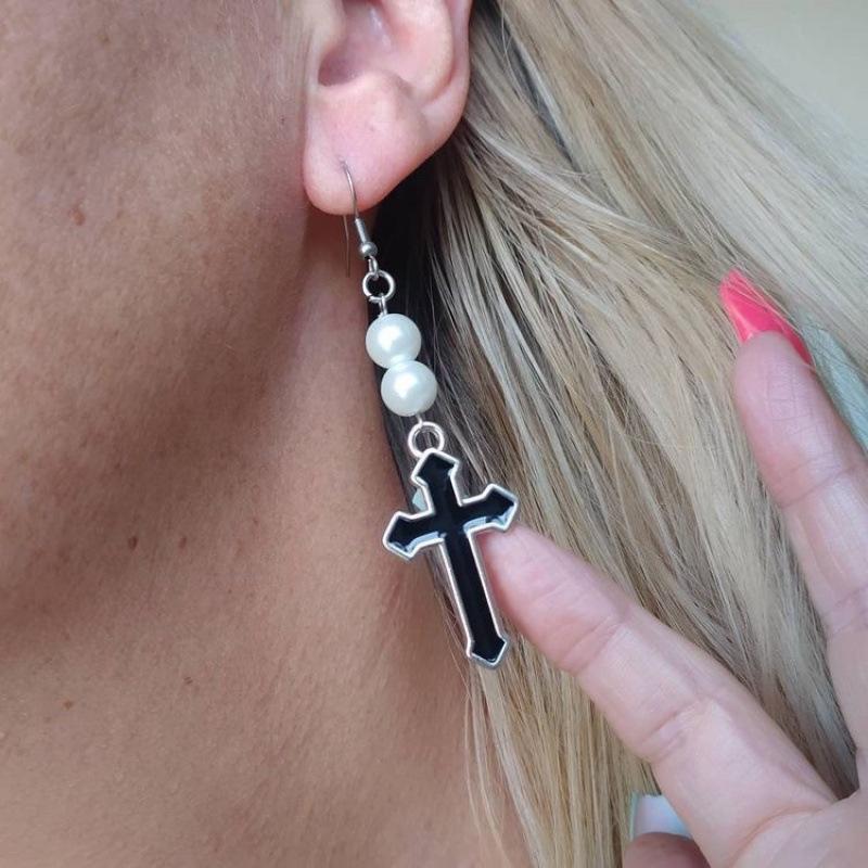 Gothic Men's Cross Earrings