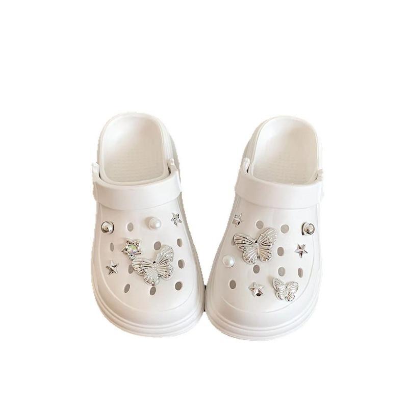 Big Hair Girl Sweet Cool Bow Hole Shoes Women Summer Wear Thick-soled Non-slip Bag Head Beach Sandals