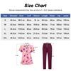 Printed Scrub Uniform Set V Neck Short Sleeves Pockets Top Medical Soft Scrub Pants Sets Nurse Surgical Uniforms Woman