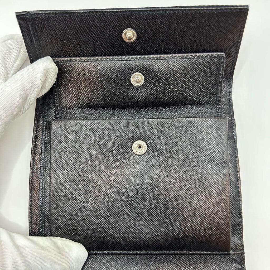 Used Excellent Condition PRADA Trifold Wallet Nylon Triangle Logo Saffiano
