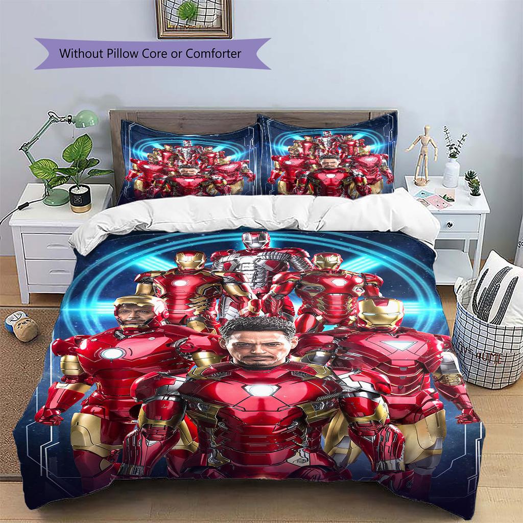 Avengers Iron Man Printed Bedding Set 3Pcs Duvet Cover Set For Kids Bedroom No Sheet No Quilt Core