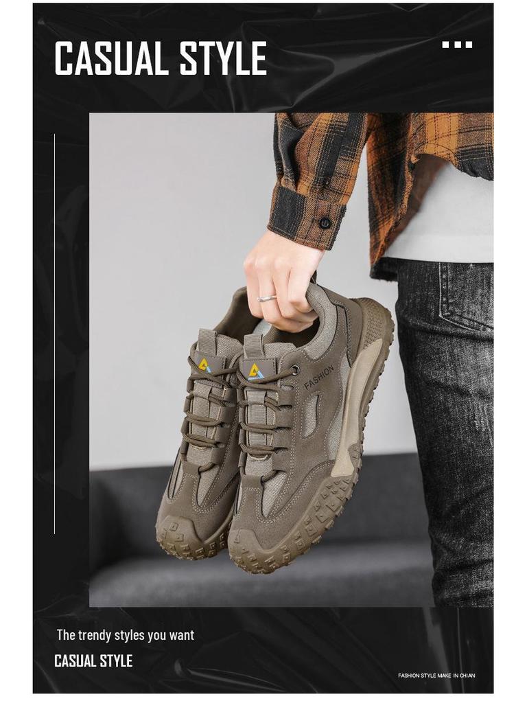 Men's Cross-Border Lightweight Mesh Hiking & Casual Work Shoes, Breathable & Protective