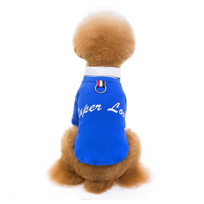 

Autumn and winter new pet sweater shirt lapel collar dog sweater fleece warm French dog clothes manufacturers wholesale S синий