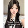 Logical Cat Women's Long Straight Hair Wig with Air Bangs - Natural Full Head Celebrity Style