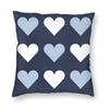 Blue White Navy Blue Hearts Pillowcase Polyester Linen Velvet Pattern Zip Decor Pillow Case Car Cushion Cover 18"