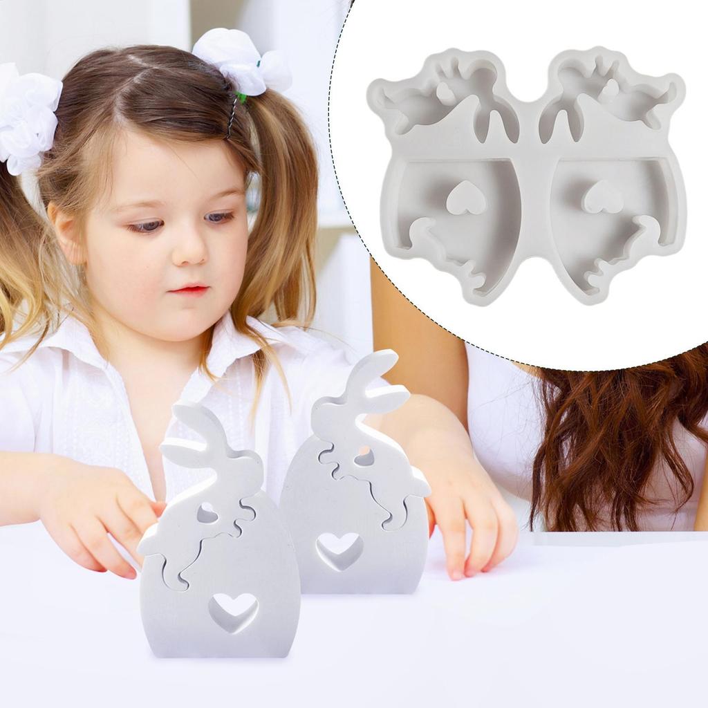 Easter Egg Silicone Mold Non-stick Silicone Reusable Easy Release Resin Casting Easter Egg Rabbit Mold For Soap Clay Wax