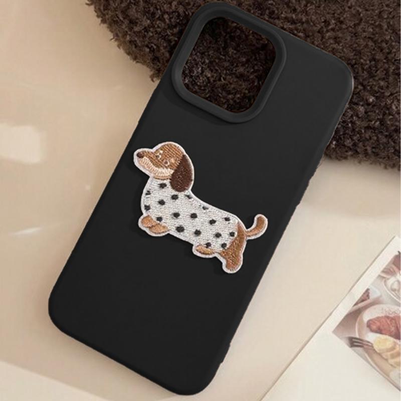 

Korean Dopamine Color Embroidered 3D Sausage Puppy Phone Case For iPhone 17 16 15 14 13 12 11 Pro Max 15 Plus 16e 17Air Cover For iPhone 11Pro Max
