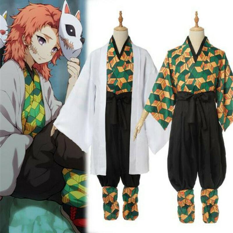 Demon Slayer Kimetsu No Yaiba Sabito Cosplay Costume Kimono Cloak Fullset Outfit